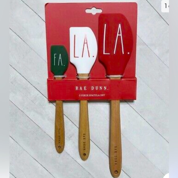 Rae Dunn Accessories - New Rae Dunn 3 Piece Spatula Set Fa La La Silicone Spatula Set Christmas